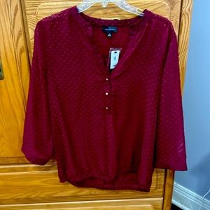 NWT Large sheer Burgandy blouse